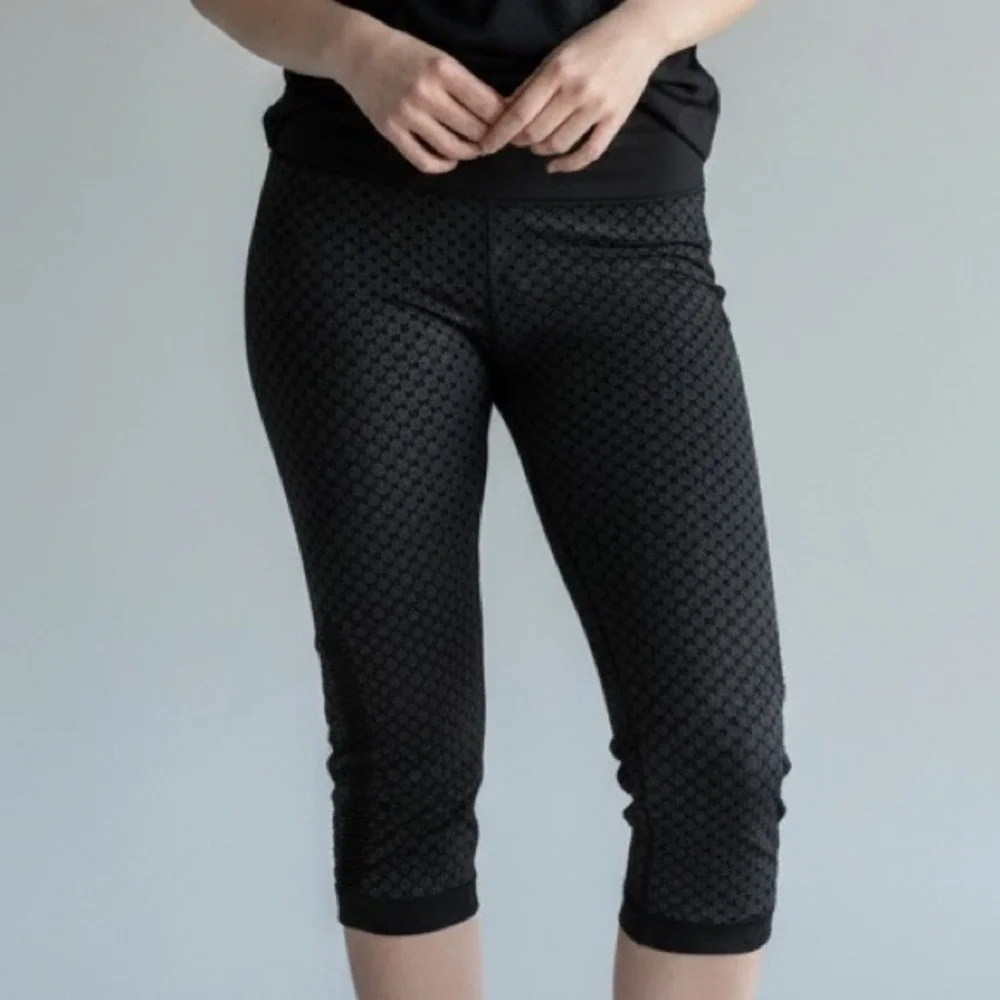 Lululemon Align Black Gray Geometric Print Ruched Crop Leggings Women's Size 4‎